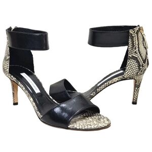 DVF Python Snakeskin Pumps Sz 10 Ivory Black Leather Italy DIANE Von FURSTENBERG